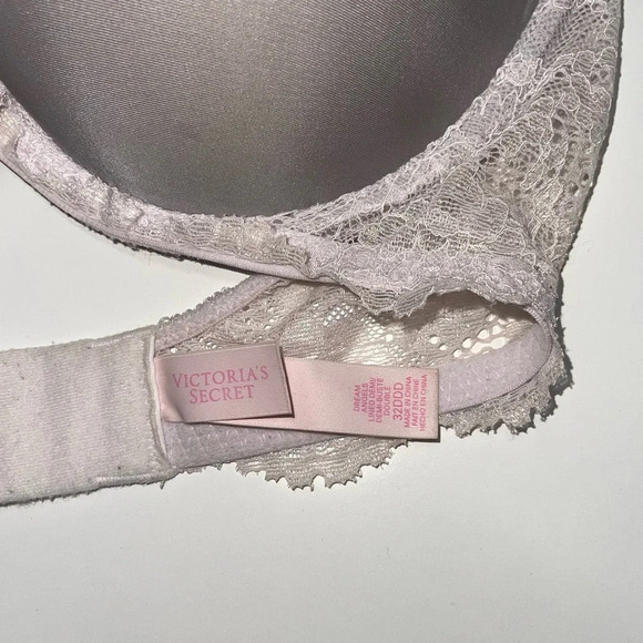 Victoria’s Secret Dream Angels Lined Demi Bra Light Gray Lace Trim 32F Women’s - Picture 7 of 9